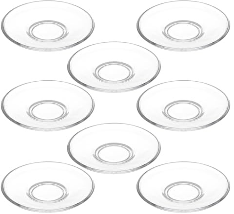 TOYZFRIENDY Juego De 8 Platillos De Vidrio Transparente Posavasos Para Tazas Y Tazas De Té Incluye Plato De Café De Vidrio Platillo Plato