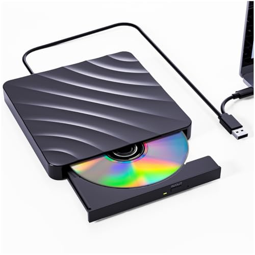 QDSYLQ External CD DVD Drive for PC - USB 3.0 CD Burner DVD Player for Laptop, External Optical Drives for PC/MacBook, Disc Reader for Windows 11/10/8/7/XP/Vista, Linux, Mac