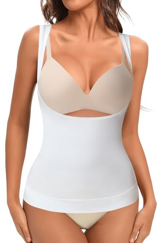 Joyshaper Shapewear - Camiseta interior para mujer, sin costuras, Blanco, L