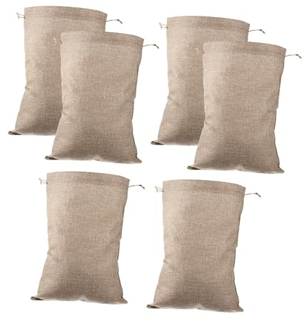 Alasum Sacchetti in Juta Beige Coulisse per Conservazione Verdure e Piante, Traspiranti e Riutilizzabili, Confezione da 6 Pezzi 20x30 Cm per Uso Quotidiano