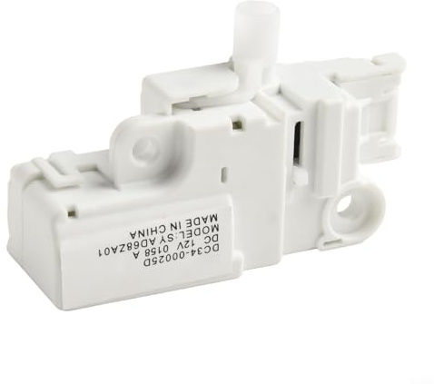 DC34-00025D Cerradura de puerta de lavadora para Samsung WW90K74150OX WW90K74150SC Reemplazo de pestillo de tapa de plástico blanco Seguridad fiable Instalación simple DIY