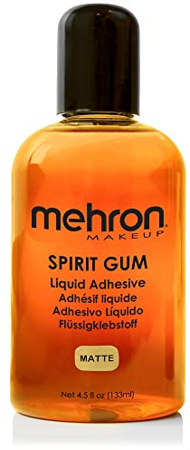 Mehron Makeup Spirit Gum | Spirit Gum Adhesive | Special FX , Cosplay, Halloween, Stage Performance Makeup | Professional Cosmetic Glue Adhesive for Face, Skin, & Body (4.5 oz) (Matte)