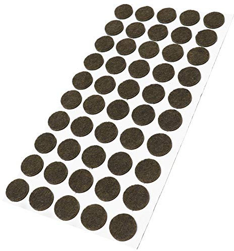 Adsamm® / 50 x deslizantes de Fieltro autoadhesivos/Marrón/ø 16 mm/Redondo/Deslizantes de Fieltro para Muebles de 3,5 mm de Grosor/Deslizantes para Muebles y Suelos