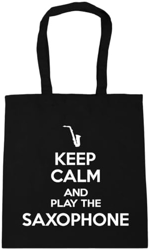 Hippowarehouse Keep Calm and Play the Saxophone Tote Shopping Gym Beach Bag 42cm x38cm, 10 litres