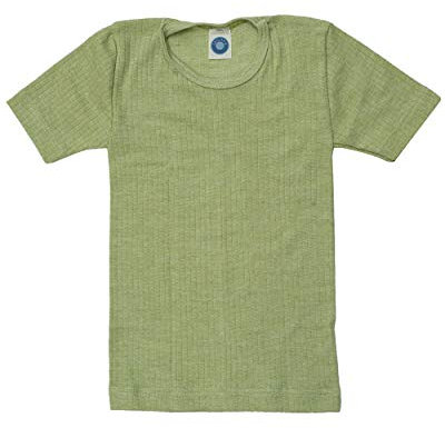 Cosilana, Kinder Unterhemd Kurzarm, 45% KBA Baumwolle, 35% kbT Wolle, 20% Seide (104, Grün meliert)
