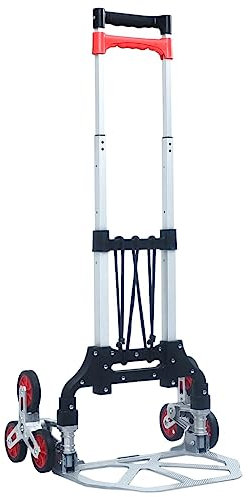 vidaXL Carrito de Transporte Plegable de Subir Escaleras Elevada Portátil Carretilla de Mano Carrito de Carga de Aluminio Plateado 70 Kg