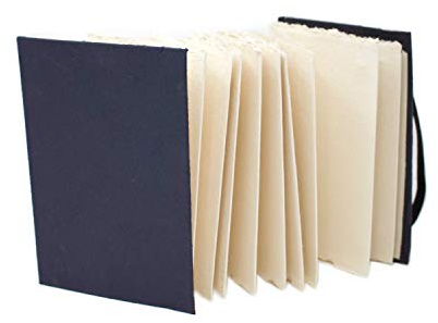Artway Indigo - Cuaderno de Bocetos de Papel de Algodón - Concertina A6 Retrato - 36 Caras/18 Páginas de 250gsm Papel de Trapo de Algodón Textura Media - 100% Hecho a Mano