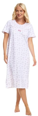 Ladies Short Sleeved 100% Cotton Jersey Butterfly Print Nightdress