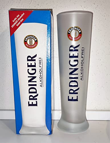 AngiesStrickZauber Erdinger Relief-Glas/Gläser/Weißbierglas/weiß satiniert/Alkoholfrei / 1 x 0,5 Liter/Weizenbierglas