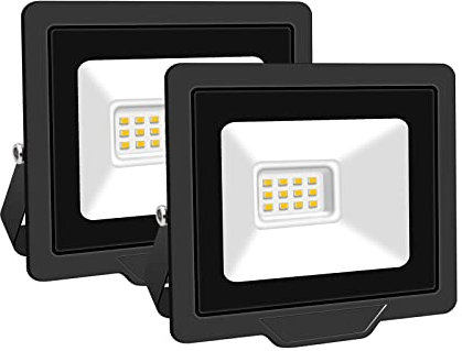 SKYWORLD 10W LED Strahler Außen 2 Stücke, 1000LM LED Fluter Scheiwerfer Flutlicht, 3000K Warmes Weiß Aussenstrahler, IP66 Wasserfest Außenleuchte Flutlicht für Hinterhof Garage Flur Garten