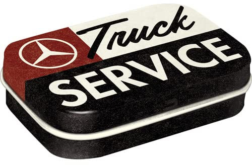 Nostalgic-Art Retro Pillendose, 4 x 6 x 1,6 cm, Daimler Truck – Truck Service – Geschenk-Idee für Trucker, Original Lizenzprodukt (OLP), mit Pfefferminz-Dragees, Vintage Design