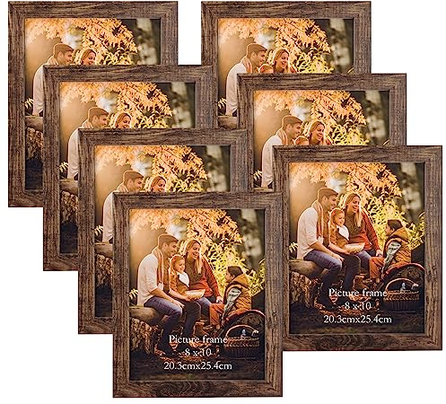 Vasemouh 8x10 Photo Frame, Wooden Rustic Vintage 10x8 Picture Frames Pack of 7, Table or Wall Decoration.