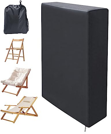 Aimeke Housse de Protection pour Chaise Longue Pliante, 210D Oxford Housse Relax Jardin Anti-UV, Imperméable, Anti-poussière, Housse Fauteuil Relax avec Sac Rangement 71cm × 110cm