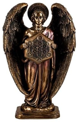 REGALOS LLUNA Metatrón Ángel Figura 20 cm. Color Bronce arcángel Mattatron Metator Imagen Resina peana