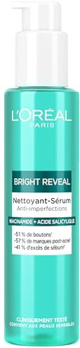 L'Oréal Paris - Nettoyant-Sérum Anti-Imperfections - Enrichi en Niacinamide et Acide Salicylique - Nettoie la Peau & Corrige les Taches - Pour Tous Types de Peau - Bright Reveal - 150 ml