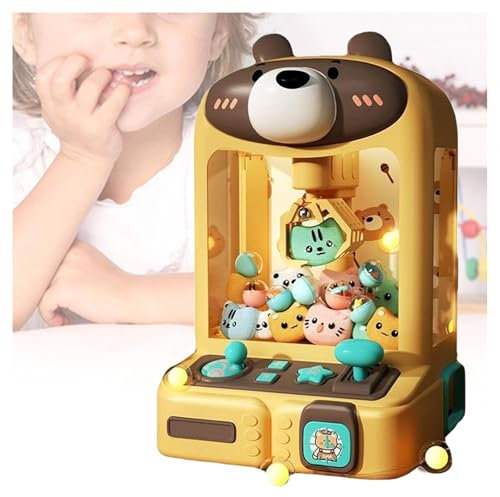 TYBEITAO Machine Pince Bonbon avec Lumières Et Musique,30 Peluches Et 10 Gashapons ， Machine a Bonbon avec Pince Cadeaux pour Filles à Partir De 8 Ans,Bear