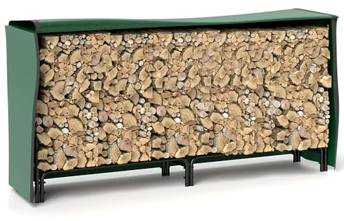 Outsunny Range buches extérieur, abri buches, support de bois de chauffage, avec housse en PE, base surélevée de 19 cm, pour extérieur, charge 200 kg, 200l x 36P x 99H cm, métal, noir