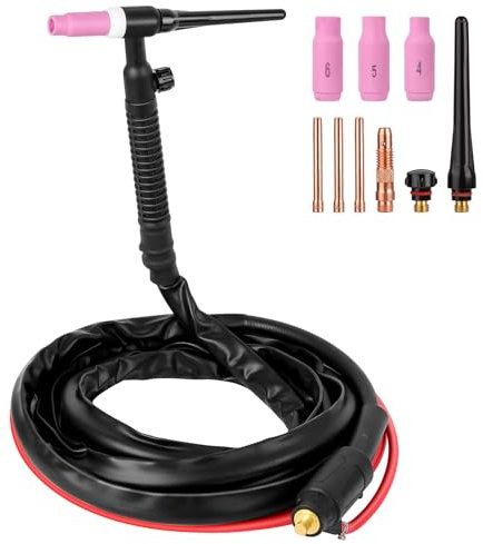 TIG Schlauchpaket 4m, WIG Schweißbrenner WP17-V, Lift-WIG-Brenner Flexibler Leicht Brenner mit 10-25mm Anschluss, für WIG Schweißgeräte