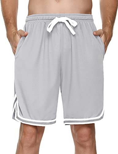 Litherday Löparshorts för män jogging lounge andas sport gym snabbtorkande atletisk fitness kort träning med fickor, A-ljusgrå, 3XL