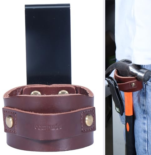 quipuda Porte Marteau Ceinture,Cuir Véritable étui à Marteau,Porte Hachette Ceinture Bucheron