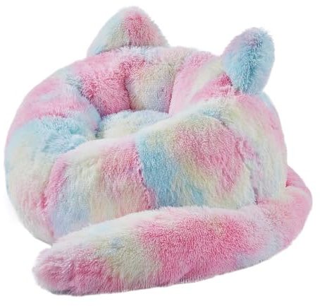 Achicsofar Bean Bag Chair for Adults Teens Giant Faux Fur Bean Bag Chairs with Filler Fluffy Plush Cat Shaped Beanbag Couch Comfy Accent Floor Sofa for Gaming, Reading in Living Room, Bedroom, Dorm