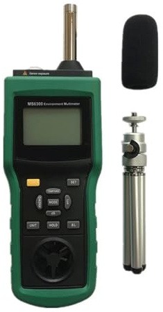 Decibelímetro Sonómetro Medidor Ambiental Digital Indicador De Nivel De Sonido Temperatura Humedad Nivel De Sonido Probador De Flujo De Aire Iluminómetro Anemómetro