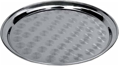 Winco 16 Service Tray, Round, S/S, Swirl Pattern