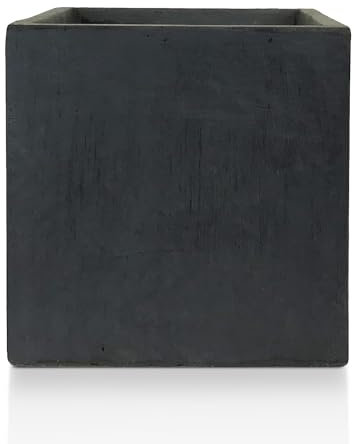 IDEALIST 50cm Planter for Trees | Dark Grey Reinforced Stone Large Square Flower Pot with Drainage Holes L50 W50 H50 cm, 126 litres