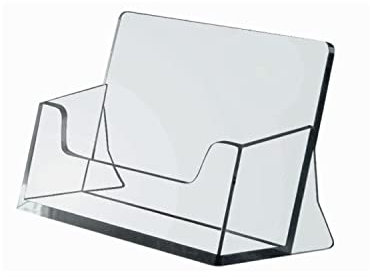 ogoPLUS 10 Stück Visitenkartenständer Querformat transparent aus Polystyrol – stabiler Visitenkartenhalter für Theke, Büro, Empfang und Kassenbereich – ideal zur Präsentation von Visitenkarten