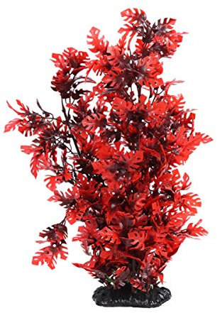 VILLCASE Künstliche Wasserpflanzen, Rote Blätter, 40cm, Aquarium Dekoration, Kunststoff, Stabiler Standfuß, für Süß- Und Salzwasser, Lebensechte Aquarium Pflanzen