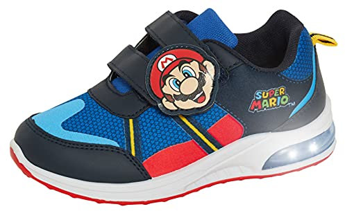 Super Mario Brothers - Zapatillas deportivas para niños con luces intermitentes de Nintendo, Blue, 31 EU