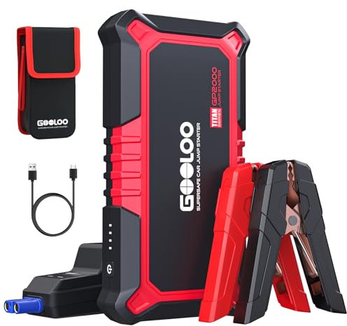GOOLOO New GP2000 Jump Starter 2000A Car Starter Battery Pack (Up to 8.0L Gas, 6.0L Diesel Engine),12V Car Battery Charger Jumper Starter, Supersafe Portable Lithium Jump Box with USB Quick Charge