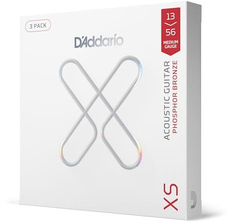 D'Addario XS Akustiska gitarrsträngar, fosforbrons, Medium, 13-56, 3-pack
