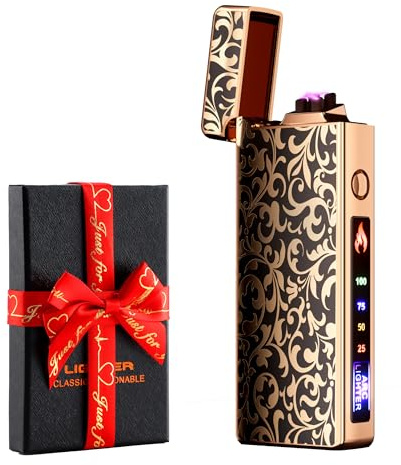 dachance Custom Personalized Cool Lighter Electric Gift Windproof USB Rechargeable Dual Arc for Camping Valentine's Day Gift (Nature)