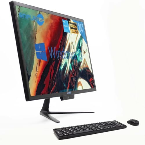 SIMPLETEK - All-In-One 24 tum 8 GB 960 GB Full HD Windows 10 Pro med trådlös mus och tangentbordssats | Wifi + Bluetooth | Inbyggd webbkamera