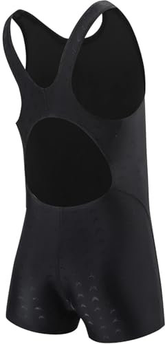 BOVOSHA Kinder sportlich Badeanzug für Mädchen EIN Stück Badeanzug Racer zurück Strand Schwimmen Anzüge (Schwarz, 10-12T)