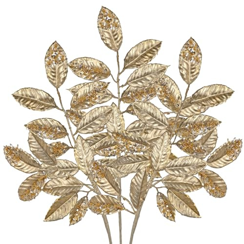 Arborus 3 st. konstgjorda grenar, jul, 51 cm, dekorativa grenar för juldekoration, champagne, konstgrenar för vas, adventskrans, dekoration, julgransprydnad, vardagsrum, sovrum, kök, dekoration