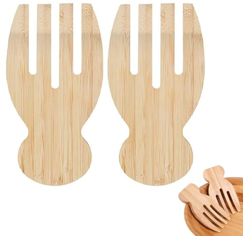 Salad Servers, Wooden Salad Tongs and Servers for Pasta Salad, 2 Pack Kitchen Utensils for Tossing and Serving, Ideal for Home Cooking, Parties, and Barbecues, 18 X 9.5 X 0.8 Cm