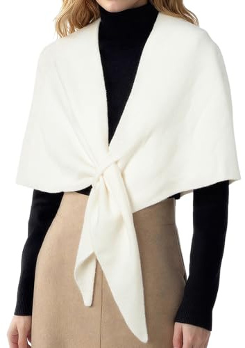 RIIQIICHY Women Ivory Pashmina Shawl Wraps Ladies Triangle Sweater Scarf Cardigan Knitted Poncho Cape for Autumn Winter