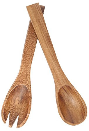 Premier Housewares 1104580 Salad Servers Salad Bowl & Servers Salad Tongs Wooden Tongs Wooden Fork Small Wooden Spoon bamboo Tongs 26 cm x 3 cm x 2 cm