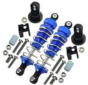 Tamiya Lunch Box Upgrade Parts Aluminium Front Adjustable Spring Damper (70mm) & Protector Mount - 1Pr Set Blue