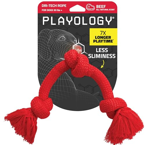Playology Dog Toys | Dri-Tech Rope Toy Tug of War Rope for Aggressive Chewers | Jumbo Beef Scented Toy - Easy to Clean and Made from Non Toxic Materials