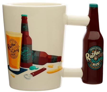 Puckator I'd Rather Be Drinking Beer Ceramic Shaped Handle Tea Coffee Mug - Funny Home Accessories - Cute Gifts for Girlfriend - Large Mugs for Men Women Hot Drinks - Cups Presents Secret Santa Gift