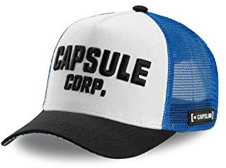 Casquette Homme & Femme Dragon Ball Z, Casquette Trucker, Capsule Corp, Sans Déformation et Doux, Blanc, Noir, Bleu, Taille TU