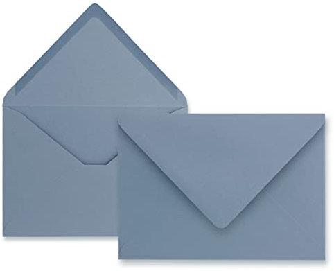 50 Brief-Umschläge - Grau-Blau - DIN C6-114 x 162 mm - Kuverts mit Nassklebung ohne Fenster für Gruß-Karten & Einladungen - FarbenFroh by GUSTAV NEUSER