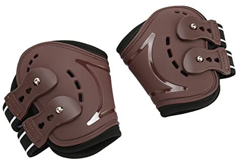 Pferdehintergamaschen, Luftperforierte, Stoßdämpfende, Braune, Verstellbare Streichkappen für Pferde, Flexibel Zum Laufen (M 0,7 Zoll)