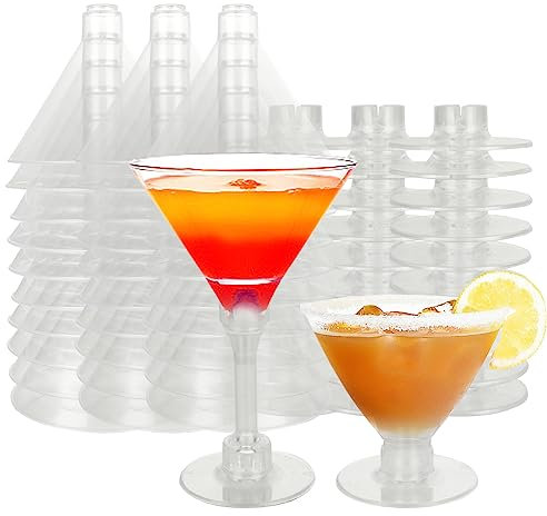 JMIATRY 50 Pcs Martini Glasses Reusable, 150ml Clear Cocktail Glasses Reusable and Washable, Multi-use Party Cups for Wedding, Anniversary, Christmas and Birthday Party