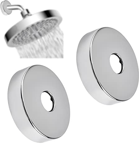 UFURMATE Shower Arm Flange, 2Pcs Stainless Steel Shower Flange Cover Shower Head Arm Escutcheon Cover Plates Round Escutcheon Plates for 21mm Diameter Shower Pipe (Silver)