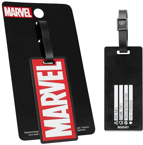 Marvel Etiquetas para Maletas - Etiqueta de Identificación de Equipaje para Viajes Accesorios (Rojo Marvel)