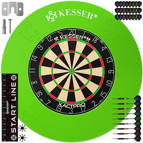 KESSER® Bersaglio in sughero con 9 freccette professionali + 21 alette professionali + accessori in acciaio, bersaglio ufficiale a 9 frecce in metallo, bersaglio professionale in acciaio